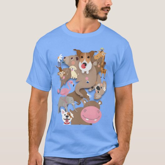 動物園の面白い動物 楽しい Tシャツ (正面)