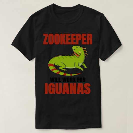 動物園の飼育員がイグアナに勤める Tシャツ (デザイン正面)