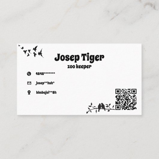 動物園の飼育員カードのファンシー 名刺 (裏面)