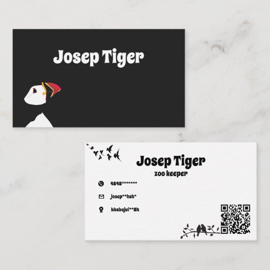 動物園の飼育員カードのファンシー 名刺 (正面/裏面)