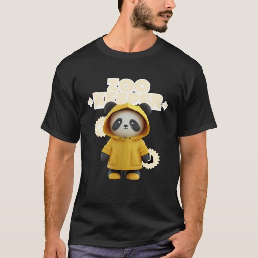 動物園の飼育員コスチューム パンダ アフリカの動物 女性 男性 Tシャツ (正面)