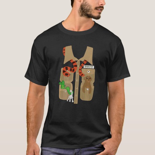 動物園の飼育員ハロウィンコスチュームDIYジャングルサファリ大人用 Tシャツ (正面)