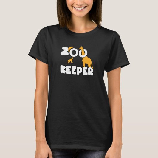 動物園の飼育員 キリン 動物 動物園 Tシャツ (正面)