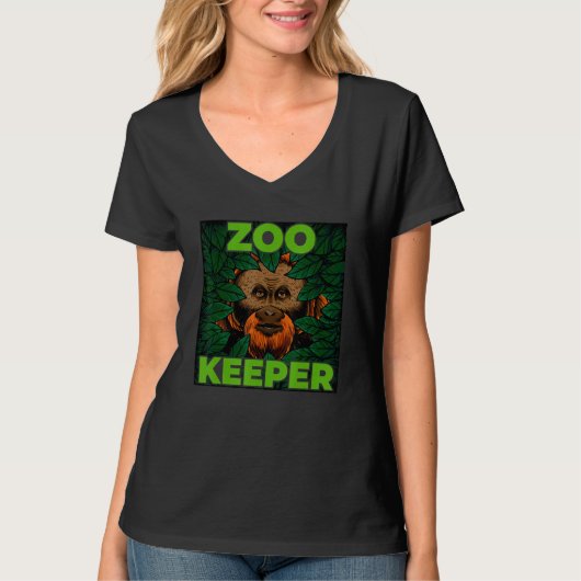 動物園の飼育員 面白い ジャングル モンキー 動物好き メンズ Tシャツ (正面)