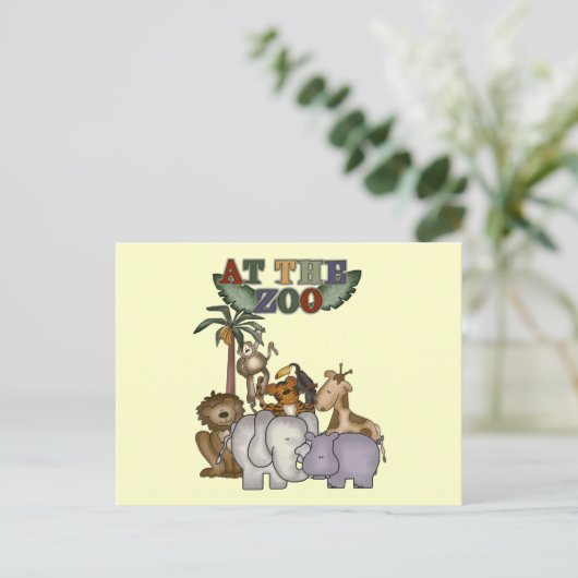 動物園のTシャツおよびギフトの動物 ポストカード (スタンド正面)