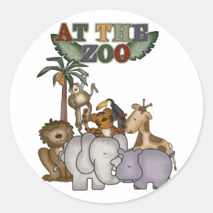 動物園のTシャツおよびギフトの動物 ラウンドシール