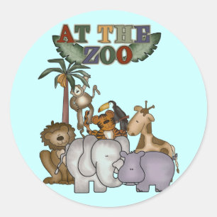 動物園のTシャツおよびギフトの動物 ラウンドシール