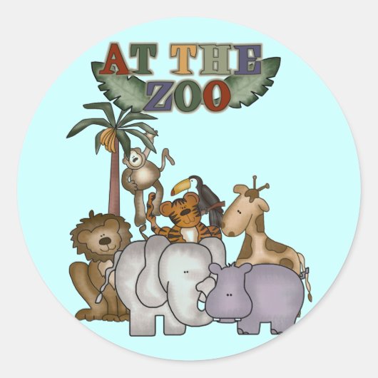 動物園のTシャツおよびギフトの動物 ラウンドシール (正面)