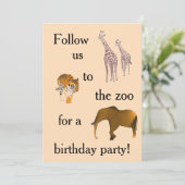動物園をテーマにしたバースデーパーティ招待状 招待状 (スタンド正面)