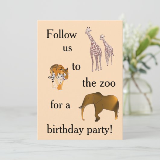 動物園をテーマにしたバースデーパーティ招待状 招待状 (スタンド正面)