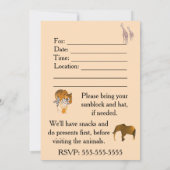 動物園をテーマにしたバースデーパーティ招待状 招待状 (裏面)