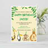 動物園をテーマにした子供の誕生日パーティー 招待状 (スタンド正面)