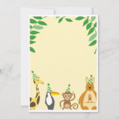 動物園をテーマにした子供の誕生日パーティー 招待状 (裏面)