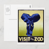 動物園を訪れる – Elephant - WPAヴィンテージポスター ポストカード (正面/裏面)