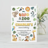 動物園アニマルサファリの誕生日パーティーで2人 招待状 (スタンド正面)