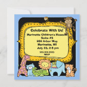 動物園アニマルズキレーフライオン誕生日カスタム招待状 招待状 (裏面)