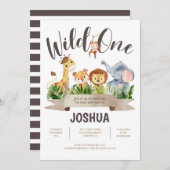 動物園アニマルズワイルドワン誕生日招待状 招待状 (正面/裏面)