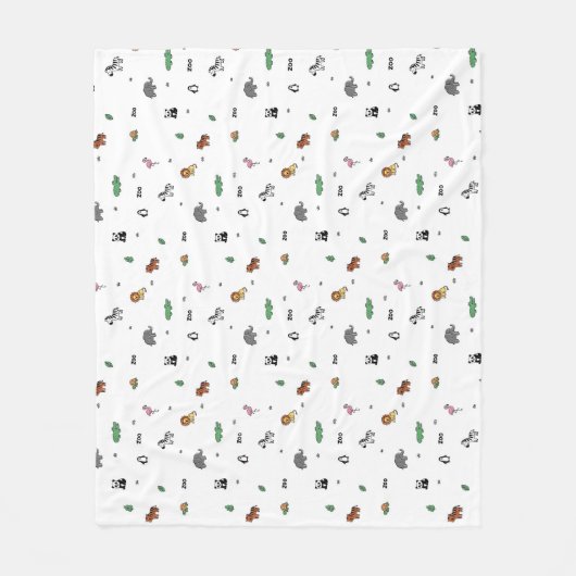 動物園カラフル動物おもしろい フリースブランケット (正面)