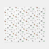 動物園カラフル動物おもしろい フリースブランケット (正面(横))