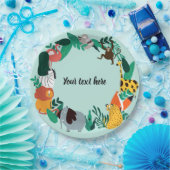 動物園カラフル動物テンプレート ペーパープレート (パーティー)