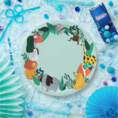 動物園カラフル動物 ペーパープレート (パーティー)