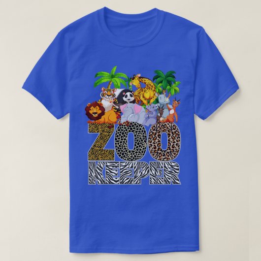 動物園キーパーアフリカ動物ヒョウ印刷ゼブラ動物園 Tシャツ (デザイン正面)