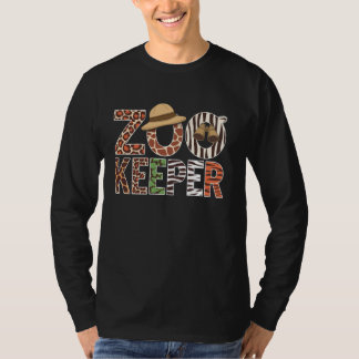 動物園キーパーサファリアニマルプリントワイルドライフ恋人 Tシャツ