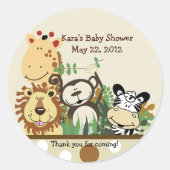 動物園クルーのジャングル動物の好意ステッカー – Tan ラウンドシール (正面)