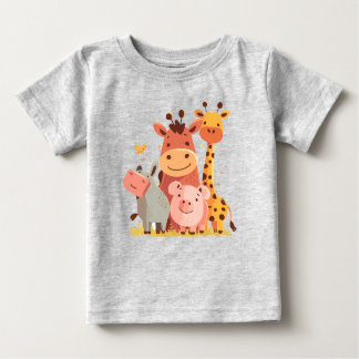 動物園クルーの幼児 – 愛らしい動物パレードベビー ベビーTシャツ