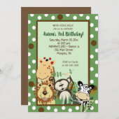 動物園クルージャングルアニマルズ誕生日招待状 招待状 (正面/裏面)