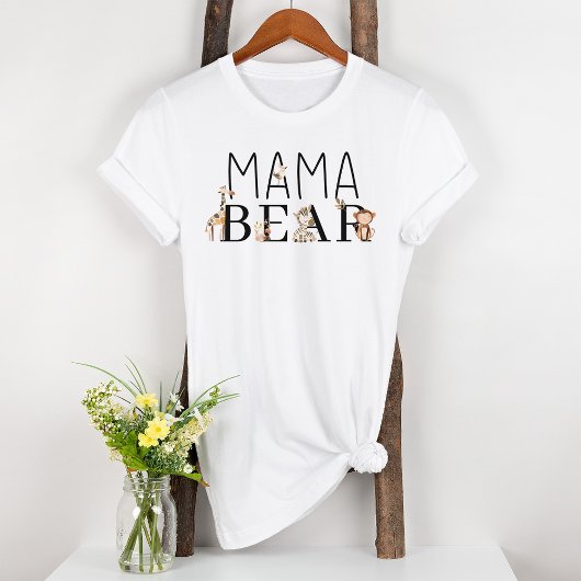 動物園サファリ保育園の動物 マタニティママベア Tシャツ