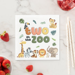 動物園サファリ動物の誕生日パーティーで2人 スタンダードランチョンナプキン