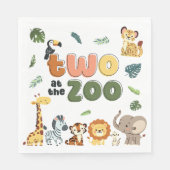 動物園サファリ動物の誕生日パーティーで2人 スタンダードランチョンナプキン (正面)