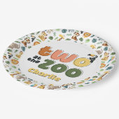 動物園サファリ動物の誕生日パーティーで2人 ペーパープレート (アングル)