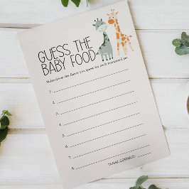 動物園サファリ動物の赤ちゃんシャワー推測ベビー食品ゲーム チラシ