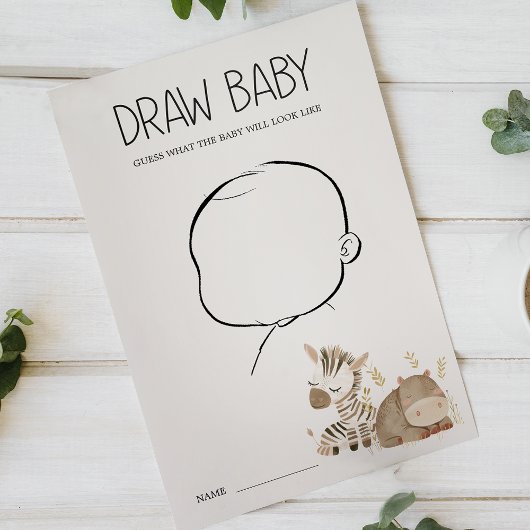 動物園サファリ動物ベビシャワードローベビーゲーム チラシ