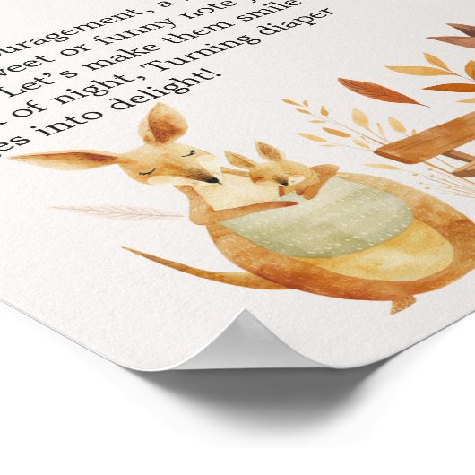 動物園サファリ動物ベビーシャワー深夜おむつ ポスター (角)