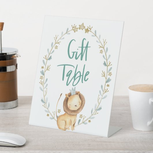 動物園サファリ動物ライオン赤ちゃんシャワーギフトテーブルサイン 台座サイン (インサイチュ)