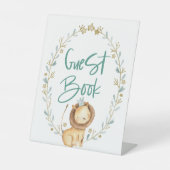 動物園サファリ動物ライオン赤ちゃんシャワーゲストブック 台座サイン (正面)