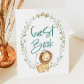 動物園サファリ動物ライオン赤ちゃんシャワーゲストブック 台座サイン