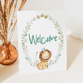 動物園サファリ動物ライオン赤ちゃんシャワーミニウェルカム 台座サイン