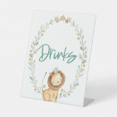 動物園サファリ動物ライオン赤ちゃんシャワー飲料テーブル 台座サイン (正面)