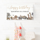 動物園サファリ動物子供の誕生日パーティー 横断幕 (インサイチュ)