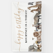 動物園サファリ動物子供の誕生日パーティー 横断幕 (縦)