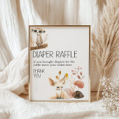 動物園サファリ動物赤ちゃんシャワーおむつラッフル ポスター