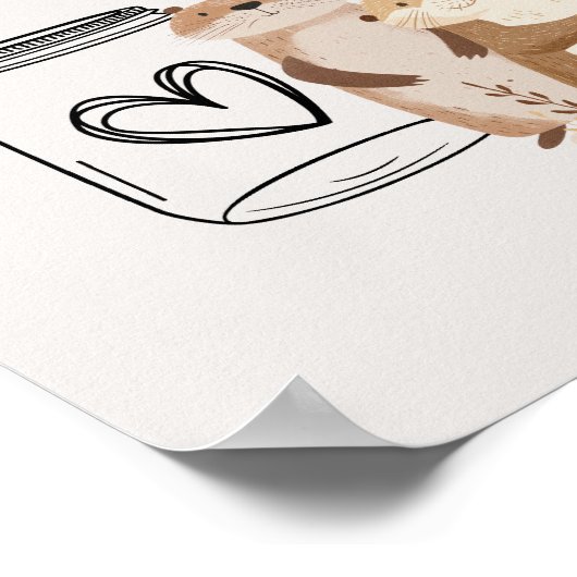 動物園サファリ動物赤ちゃんシャワー子育てチップジャー ポスター (角)