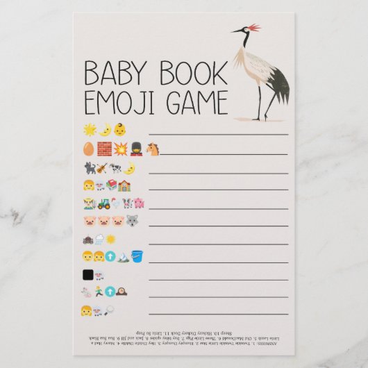 動物園サファリ動物赤ちゃんシャワー本絵文字ゲーム チラシ (正面)