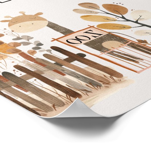 動物園サファリ子供部屋動物ベビーシャワーのお気に入り ポスター (角)