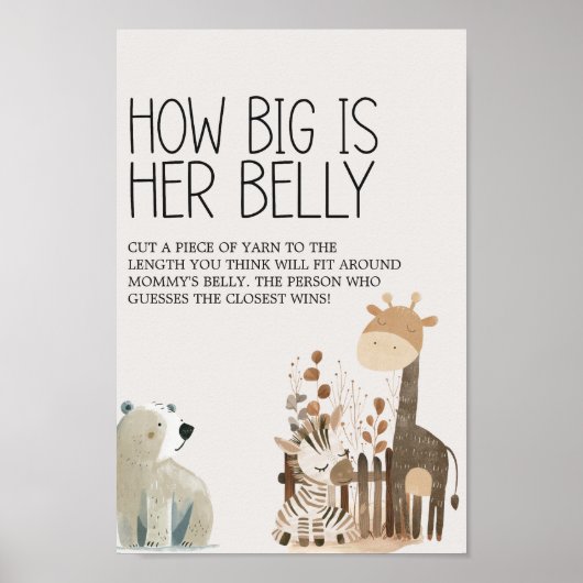 動物園サファリ子供部屋動物ベビーシャワーゲーム ポスター (正面)