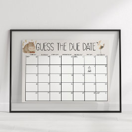 動物園サファリ子供部屋動物ベビーシャワー推定日 ポスター